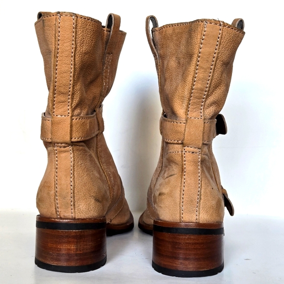 Cole haan moto suede leather ankle biker boots color tan size 8 - Picture 3 of 7